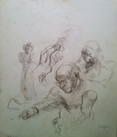 John Martin Alfsen - Original Conte Sketch - Study Of Artist's Father