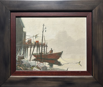 William Edward Degarthe - Oil On Board - Peggy's Cove