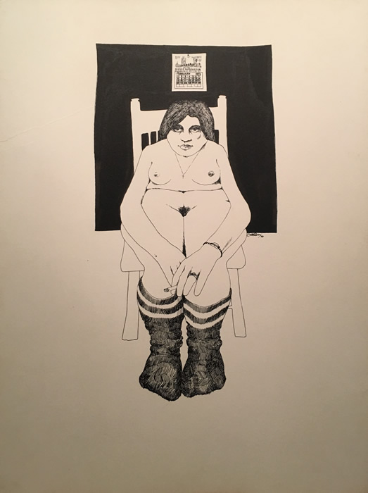 Dennis Geden - Original Ink Design - Seated Woman