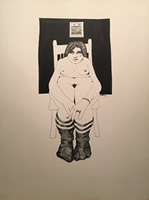 Dennis Geden - Original Ink Design - Seated Woman