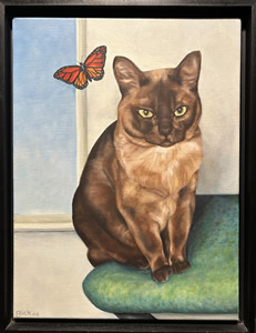 Julie Glick - Oil On Canvas - Cat And Butterfly