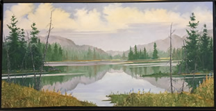 Chuck Lewis -Early Morning Beaver Lake - Haliburton Ont. Landscape - Oil on canvas