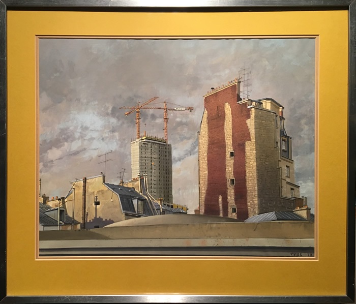 Claude Yvel - Gouache - Montparnasse Tower (1972)